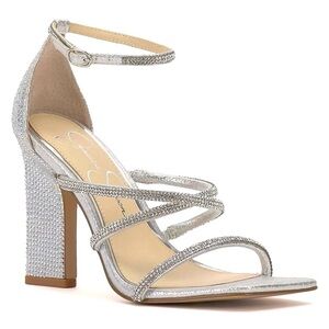 Jessica Simpson Geralie Rhinestone Strappy Dress Sandals in Silver